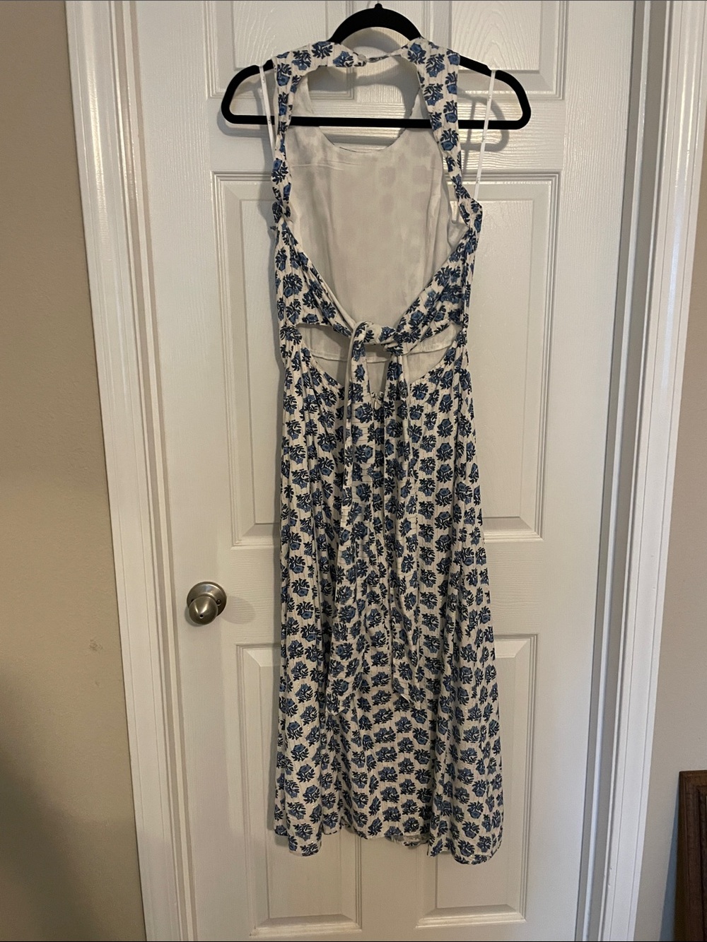 Lulu's White Maxi Dress with Blue Floral Pattern - Picture 2 of 2